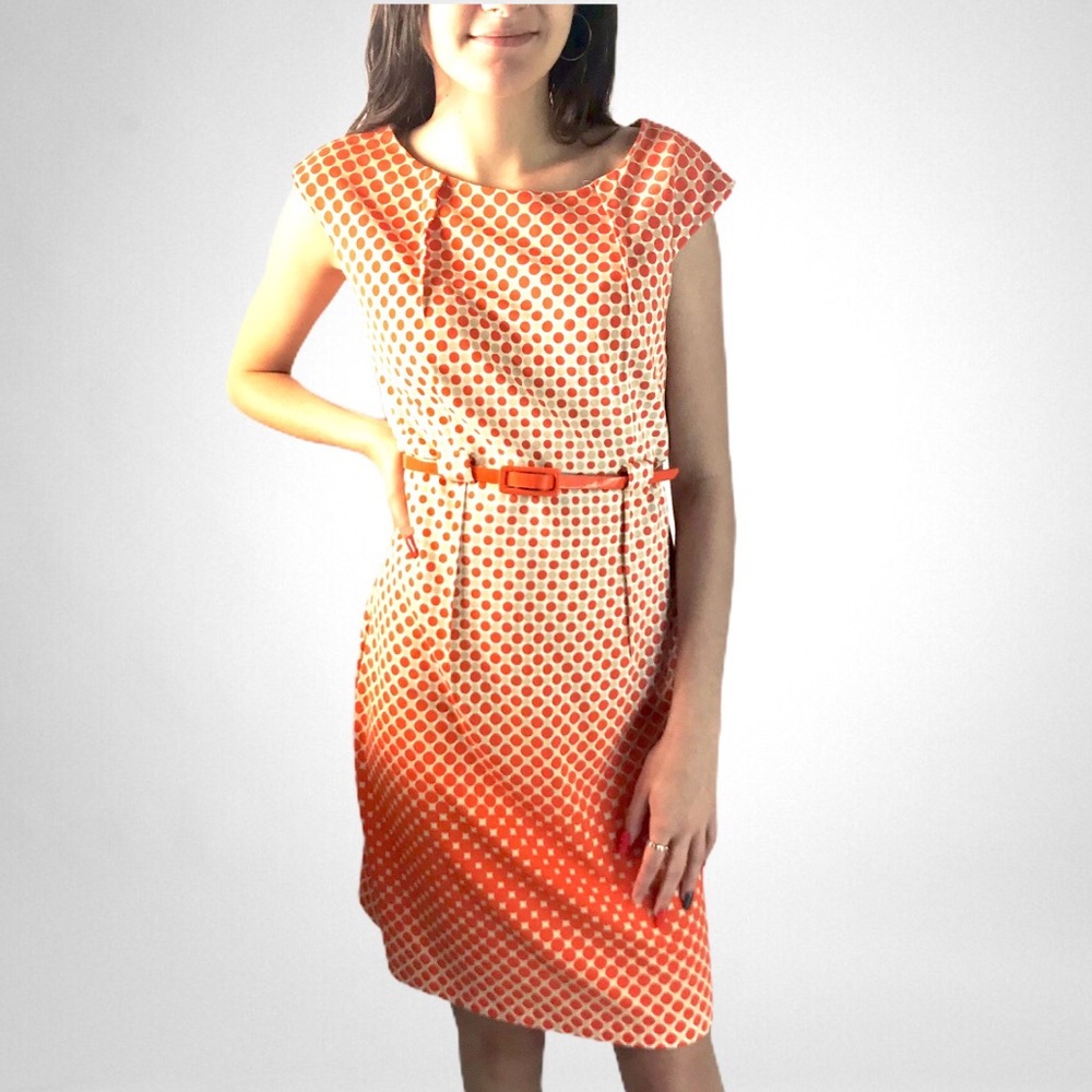 ILE New York Retro Orange Polka Dot Sheath Dress